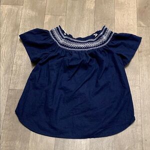 Womens Vineyard Vines Linen Blend Smocked Collar Cottagecore Top Shirt‎